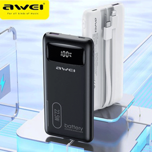 Awei P168K 10000mAh Power Bank With Type C & Lightning Cable